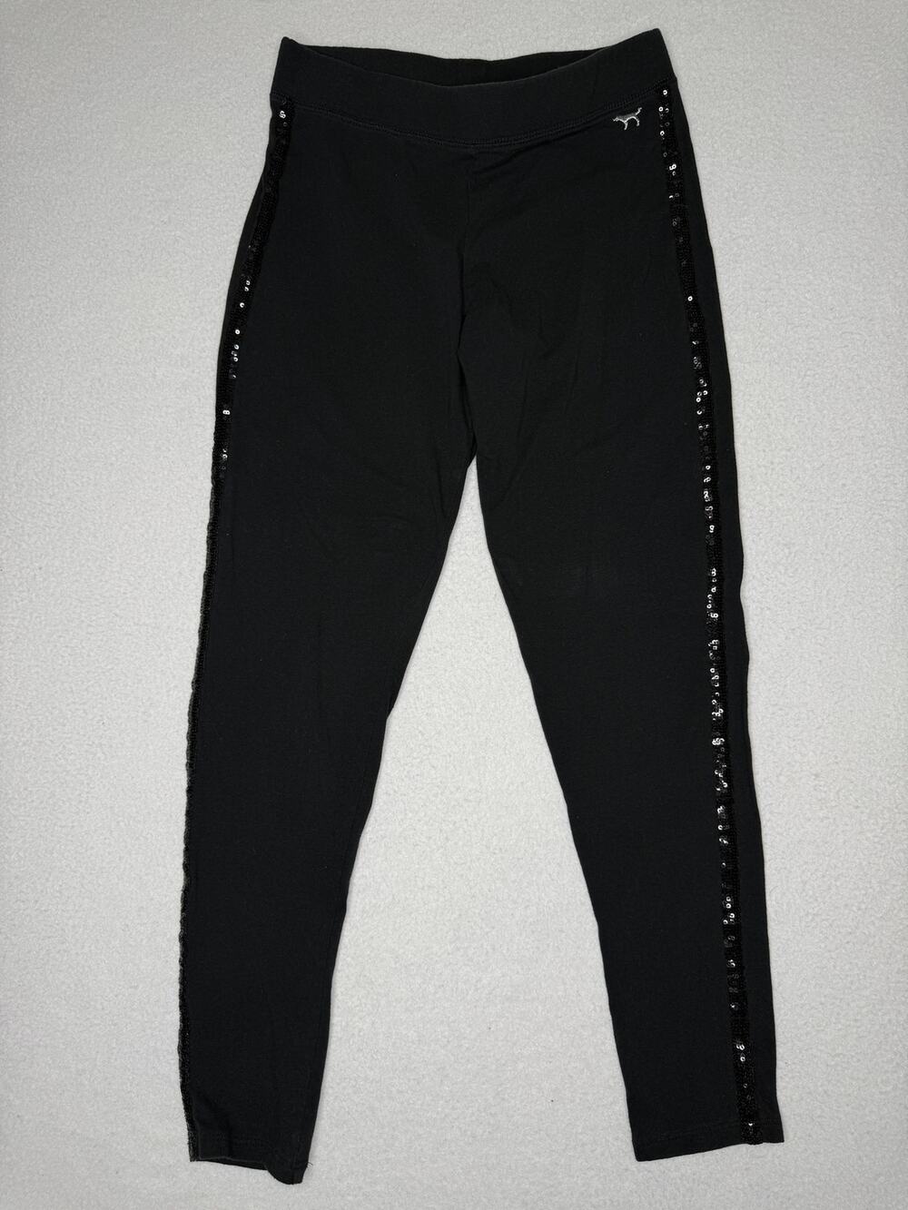 PINK Victoria’s Secret Black Sequin Side Stripe Leggings Yoga Pants M 2012